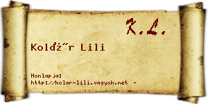 Kolár Lili névjegykártya